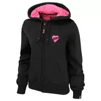 MusclePharm Kadın Fermuarlı Kapüşonlu Sweat Shirt 'Strong is The New Sexy' Siyah ve Pembe
